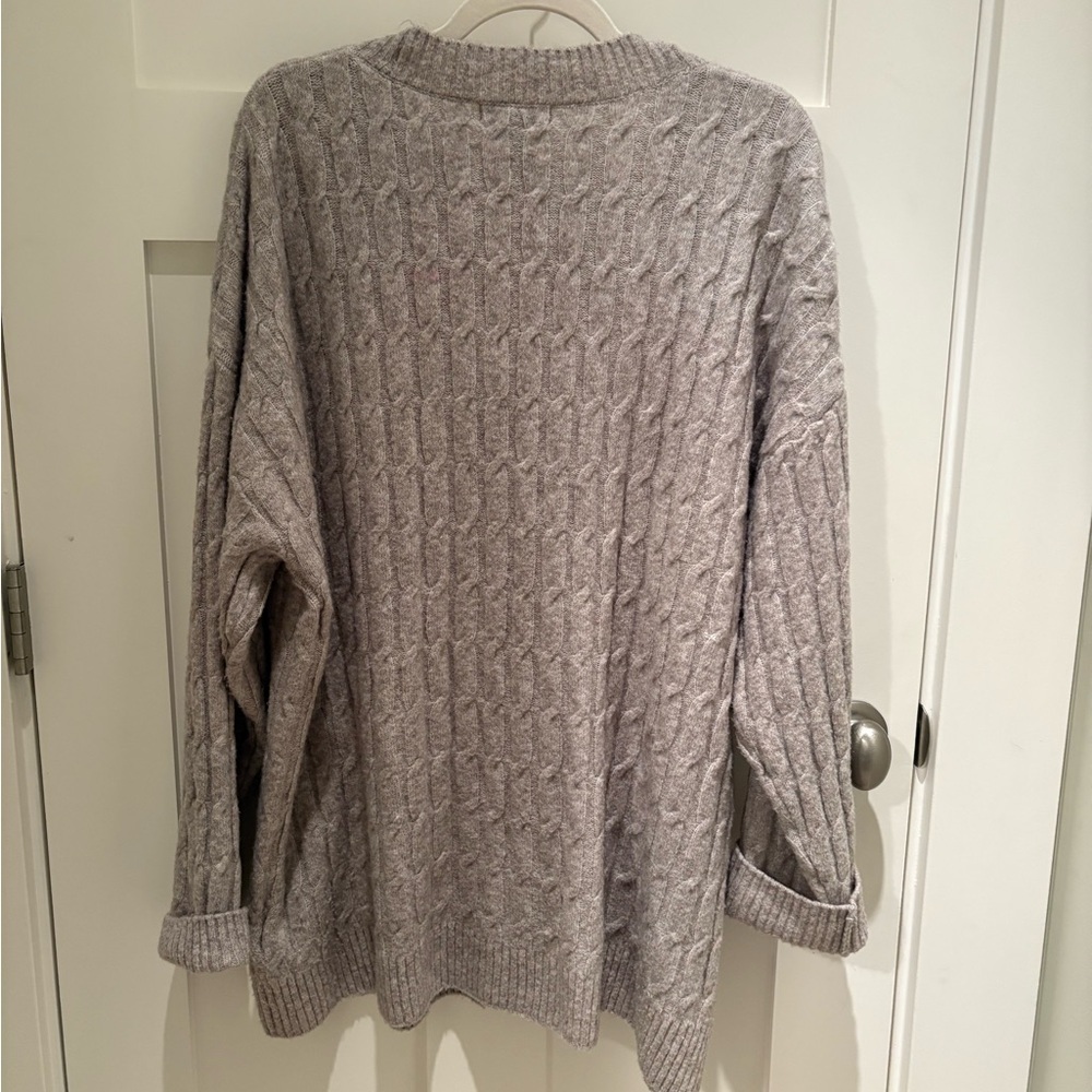 H&M Light Gray Cable Knit Button-Up Cardigan - Picture 3 of 7